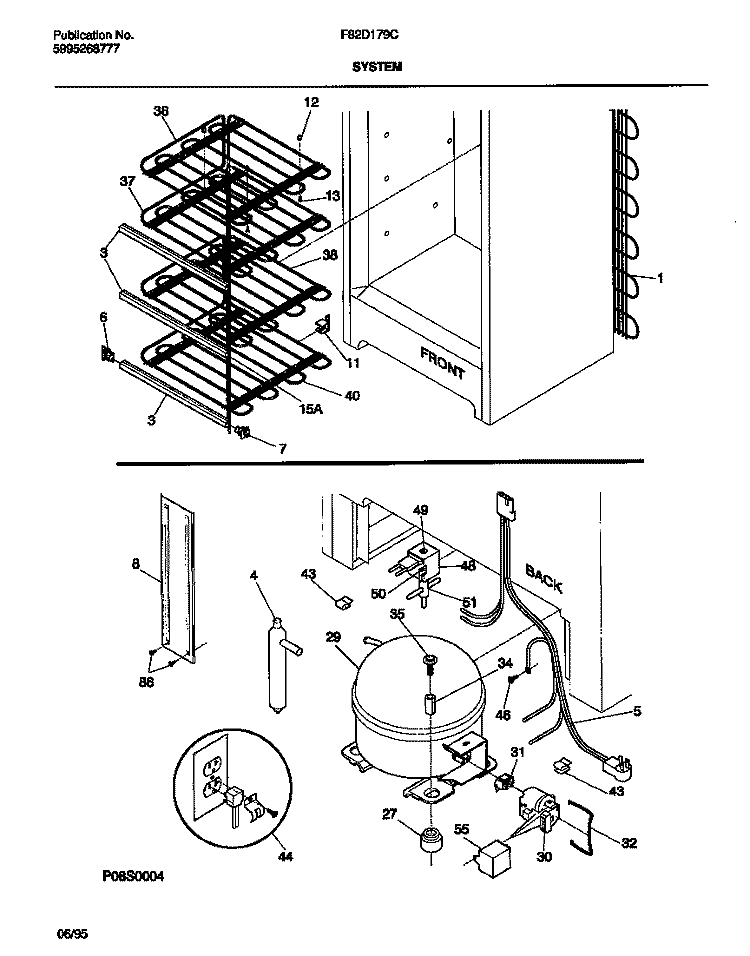 SYSTEM Diagram and Parts List for F82D179CW0  Frigidaire Freezer