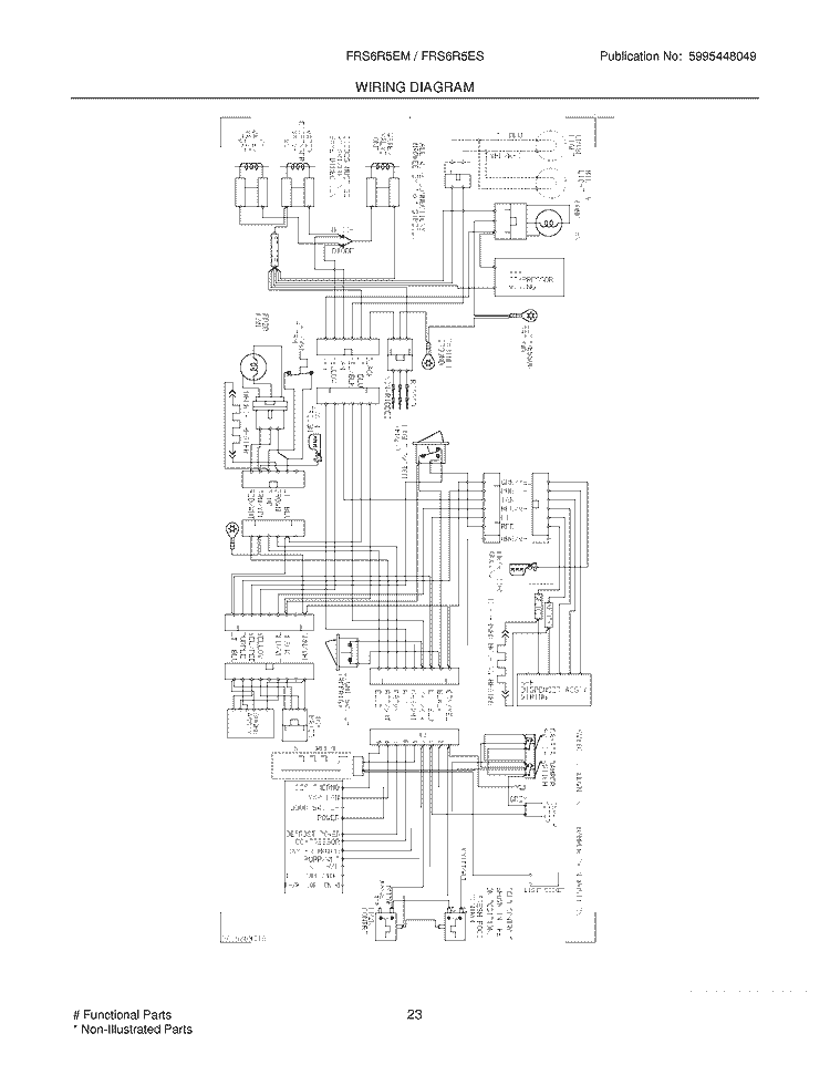 WIRING DIAGRAM Diagram and Parts List for FRS6R5ESB7  Frigidaire Refrigerator