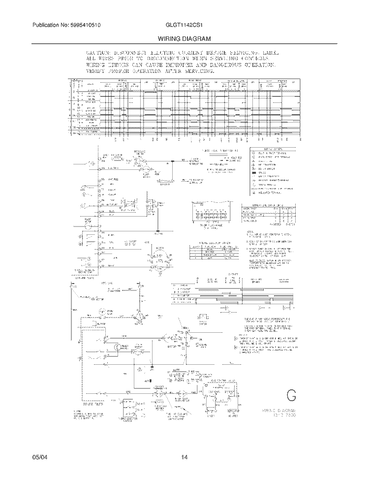 WIRING DIAGRAM Diagram and Parts List for GLGT1142CS1  Frigidaire Washer Dryer Combo