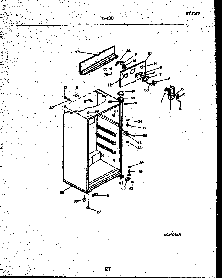 CABINET PARTS Diagram and Parts List for 95-1589-23-01  Tappan Refrigerator