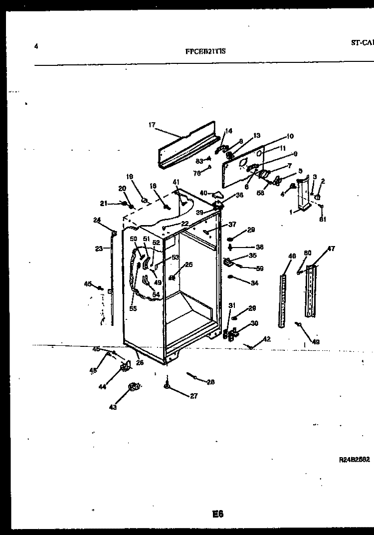 CABINET PARTS Diagram and Parts List for FPCEB21TISB0  Frigidaire Refrigerator