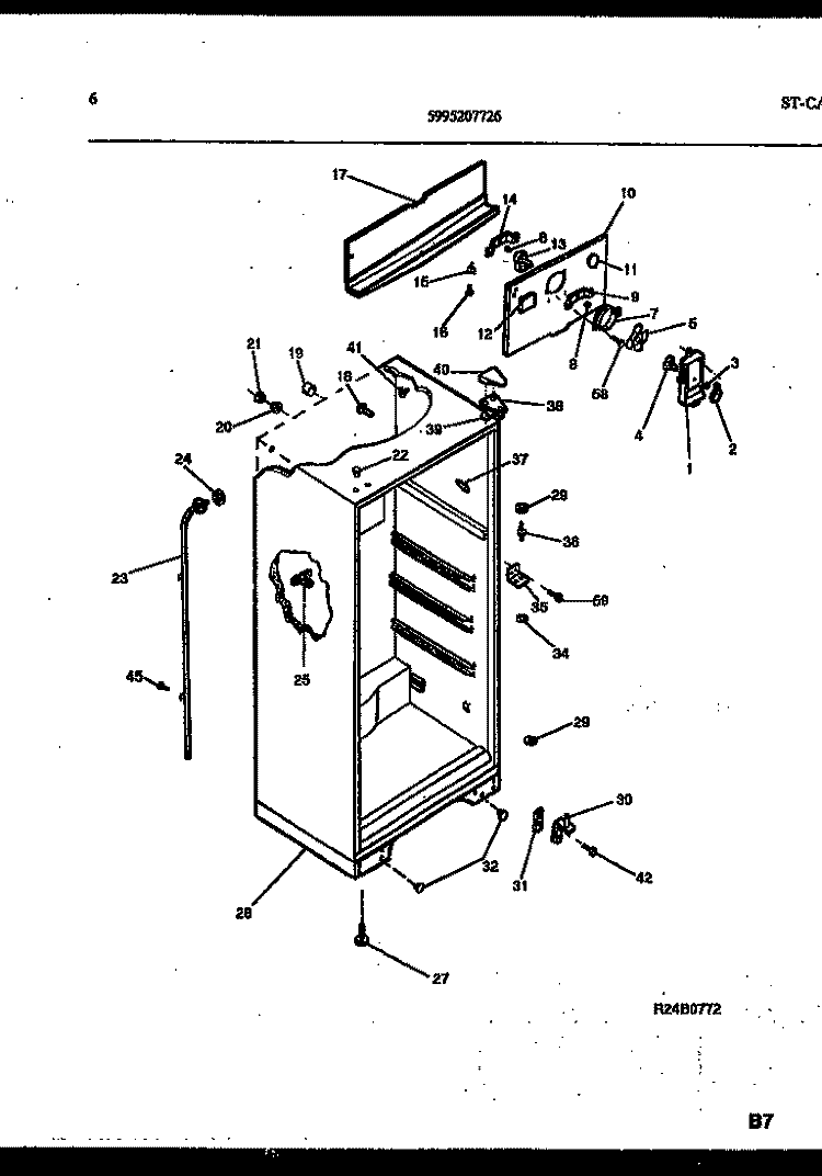 CABINET PARTS Diagram and Parts List for RT163LCD3  Frigidaire Refrigerator