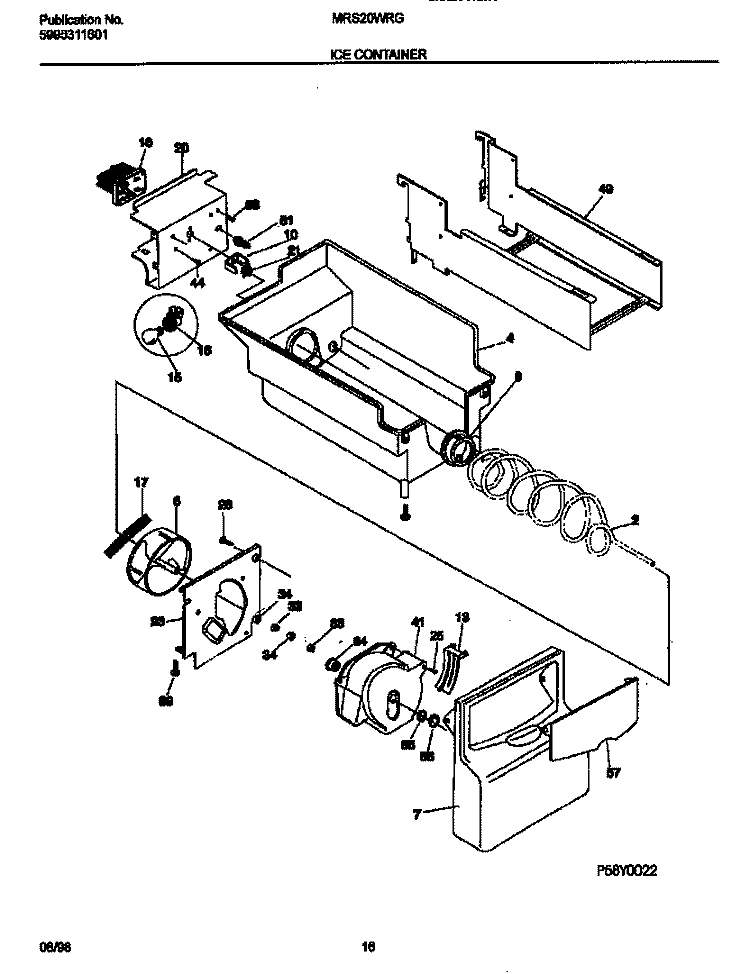 ICE CONTAINER Diagram and Parts List for MRS20WRGD0  Frigidaire Refrigerator