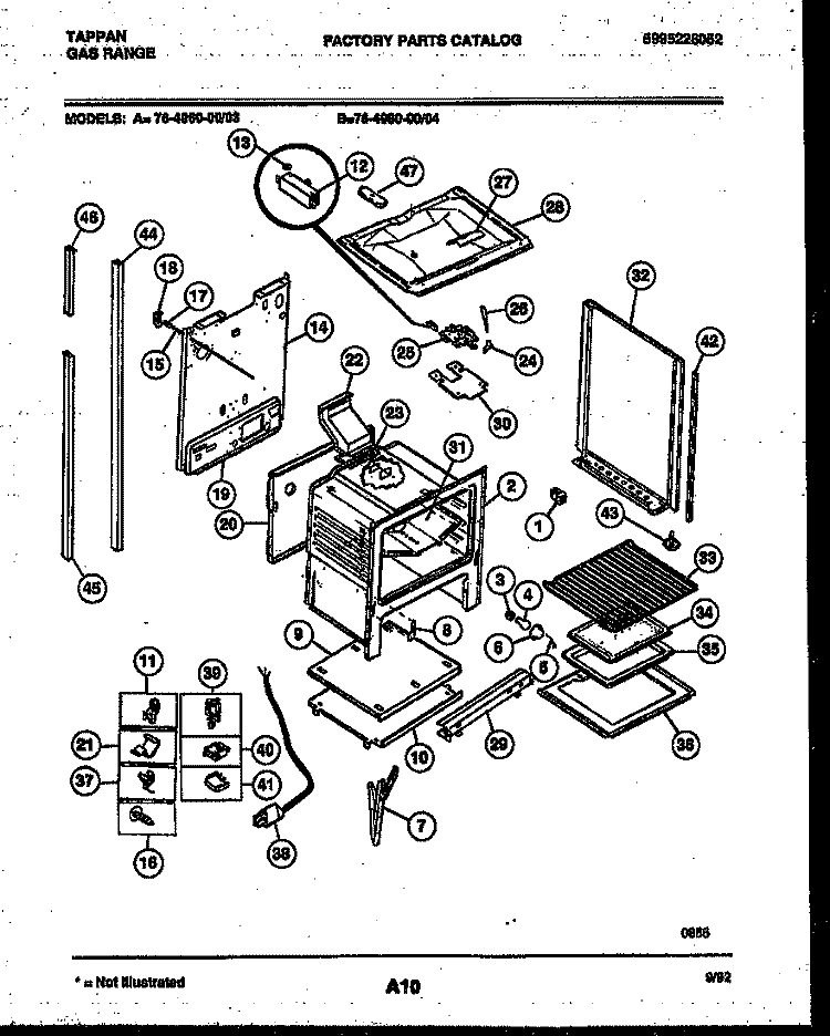 LOWER BODY PARTS Diagram and Parts List for 76-4960-00-03  Tappan Microwave Oven Combo