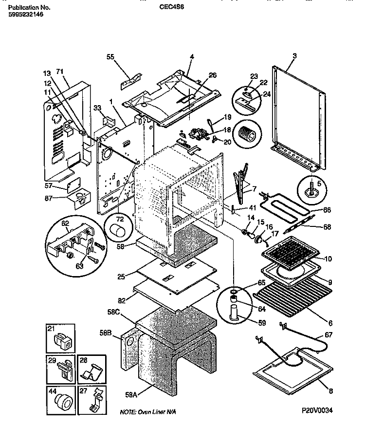 BODY Diagram and Parts List for CEC4S6WXE  Gibson Range