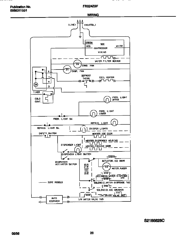 WIRING DIAGRAM Diagram and Parts List for FRS24ZSFB1  Frigidaire Refrigerator