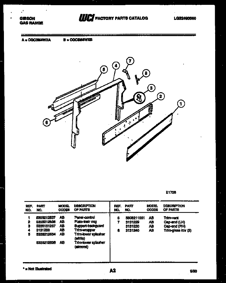 BACKGUARD Diagram and Parts List for CGC3M4WXA  Gibson Range