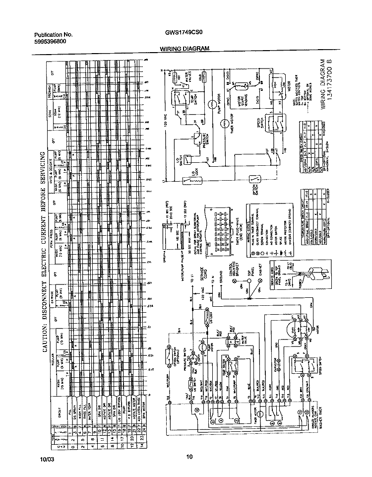 WIRING DIAGRAM Diagram and Parts List for GWS1749CS0  Gibson Washer