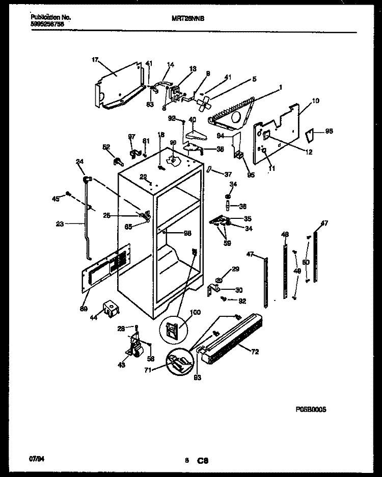 CABINET PARTS Diagram and Parts List for MRT26NNBY0  Uni Refrigerator