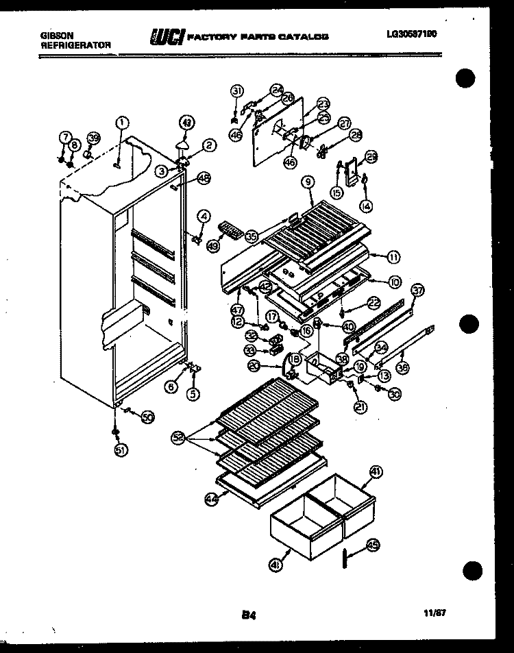 CABINET PARTS Diagram and Parts List for RT17F2WU3A  Gibson Refrigerator