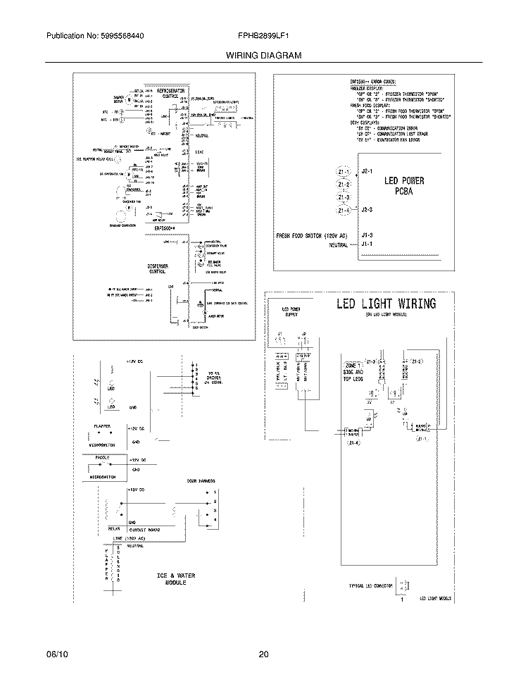 WIRING DIAGRAM Diagram and Parts List for FPHB2899LF1  Frigidaire Refrigerator