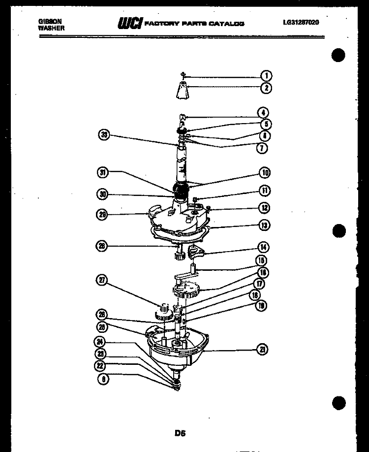 TRANSMISSION PARTS Diagram and Parts List for WA28M6WTFB  Gibson Washer