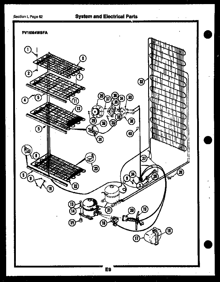 SYSTEM AND ELECTRICAL PARTS Diagram and Parts List for FV16M4WSFB  Frigidaire Freezer