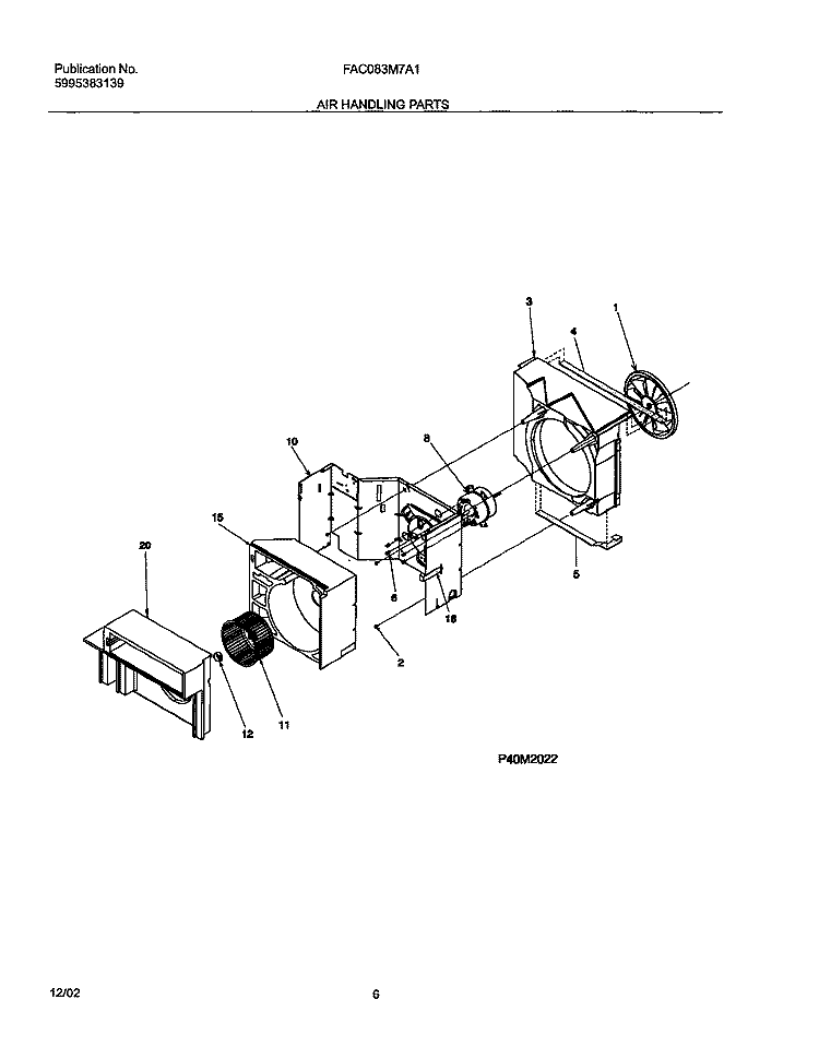 AIR HANDLING PARTS Diagram and Parts List for FAC083M7A1  Frigidaire Air Conditioner