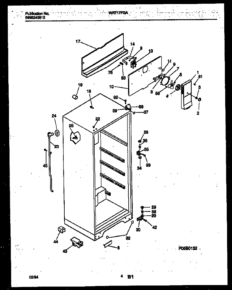CABINET PARTS Diagram and Parts List for WRT17FGAD1  Frigidaire Refrigerator