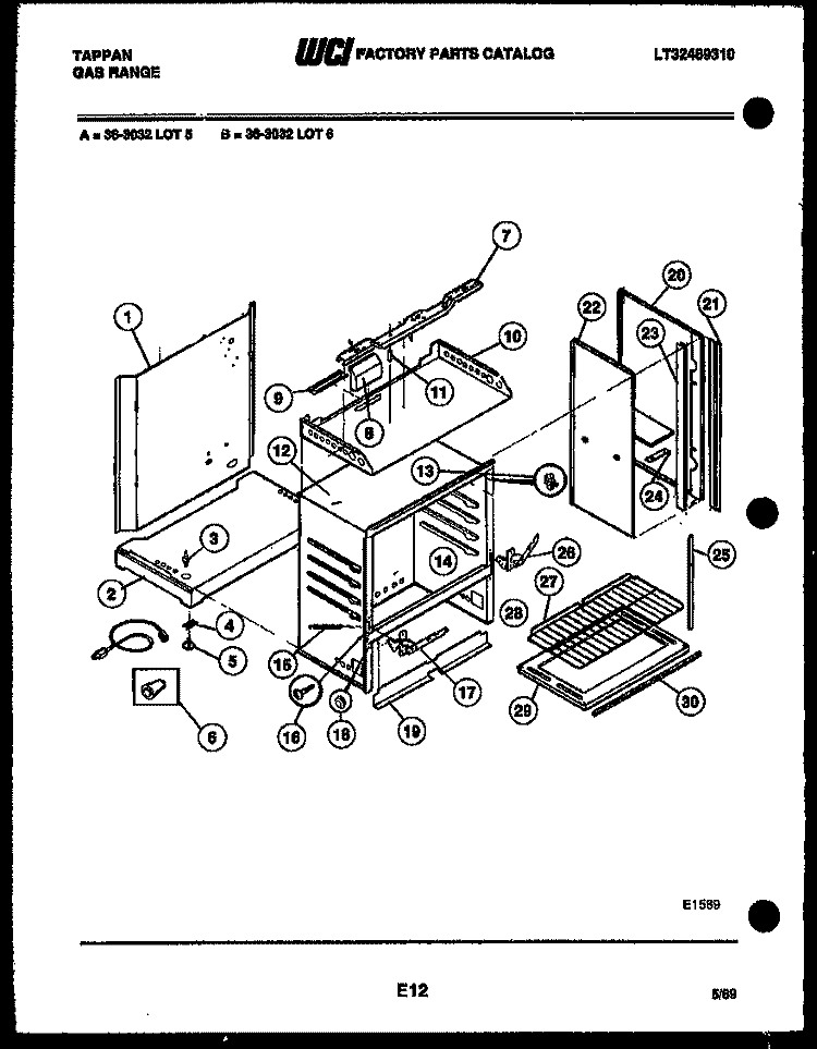 BODY PARTS Diagram and Parts List for 36-3032-23-06  Tappan Range