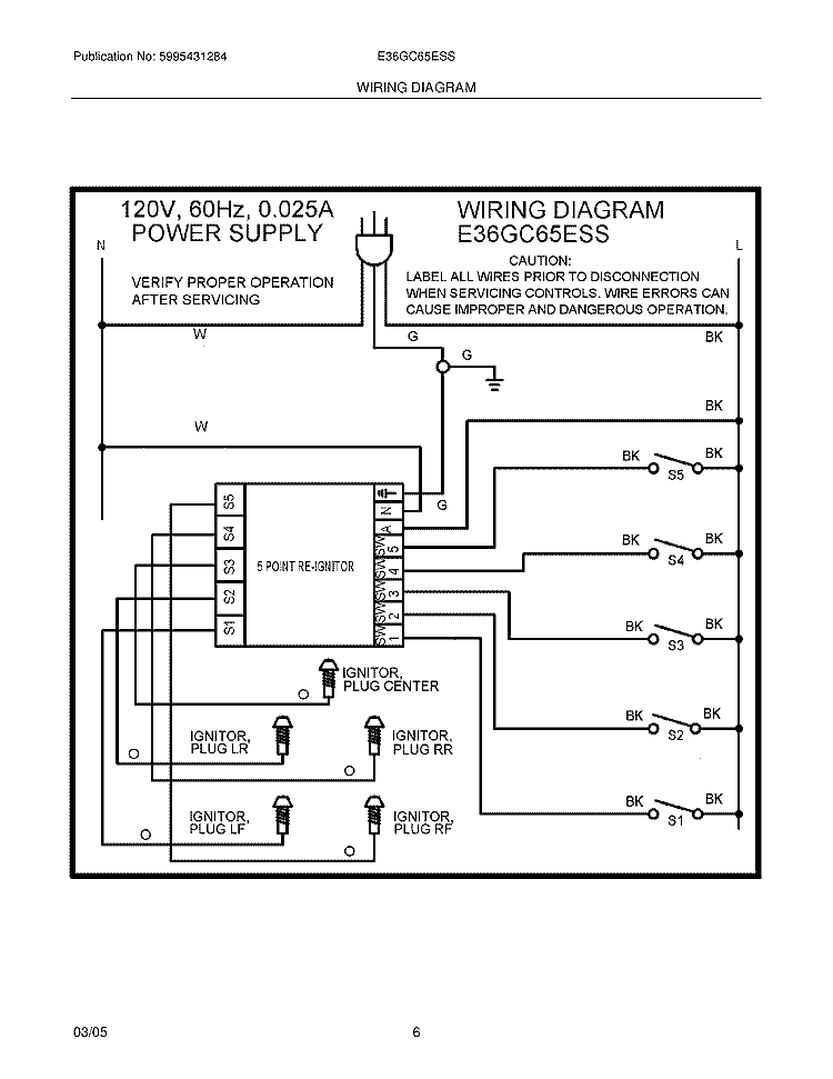 WIRING DIAGRAM Diagram and Parts List for E36GC65ESS  Electrolux Cooktop
