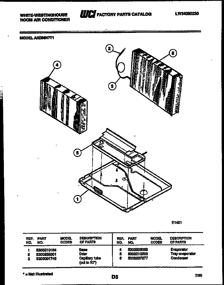 UNIT PARTS Diagram and Parts List for AH086N7T1  Frigidaire Air Conditioner