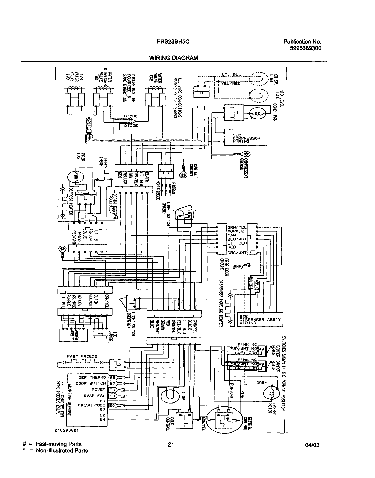 WIRING DIAGRAM Diagram and Parts List for FRS23BH5CQ0  Frigidaire Refrigerator