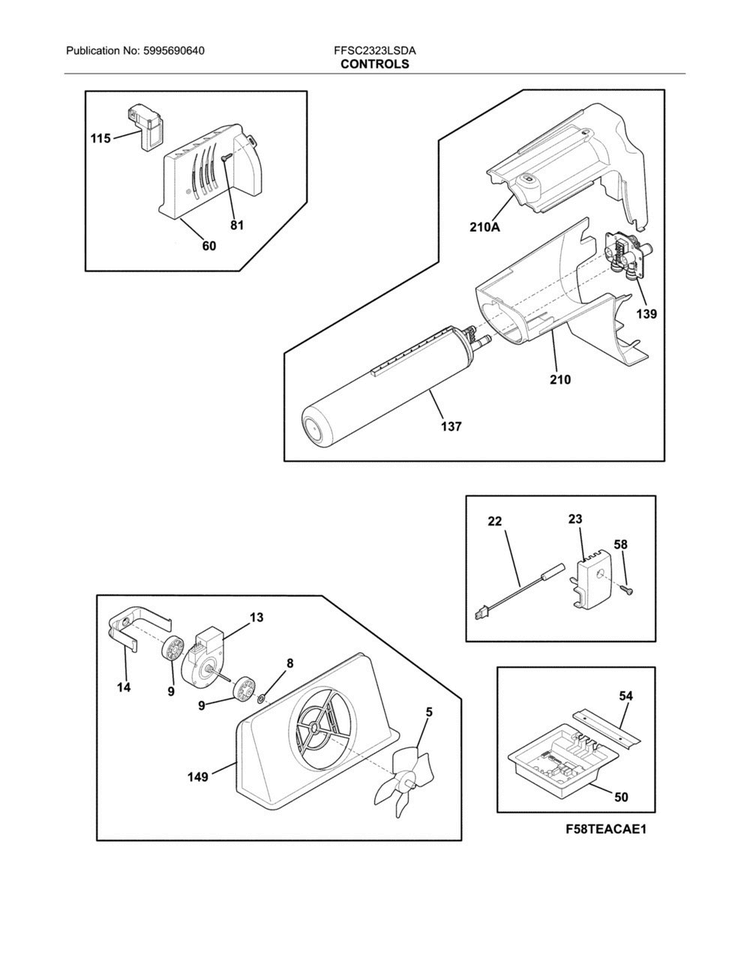 Controls Diagram and Parts List for FFSC2323LSDA  Frigidaire Refrigerator