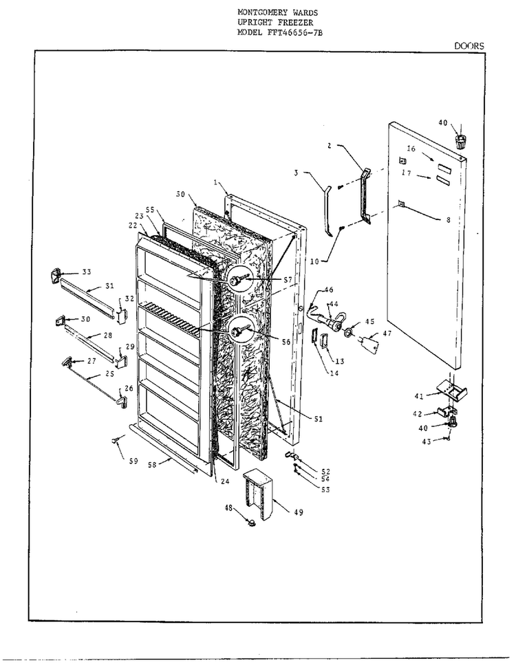 Door Diagram and Parts List for 46656B  Frigidaire Freezer