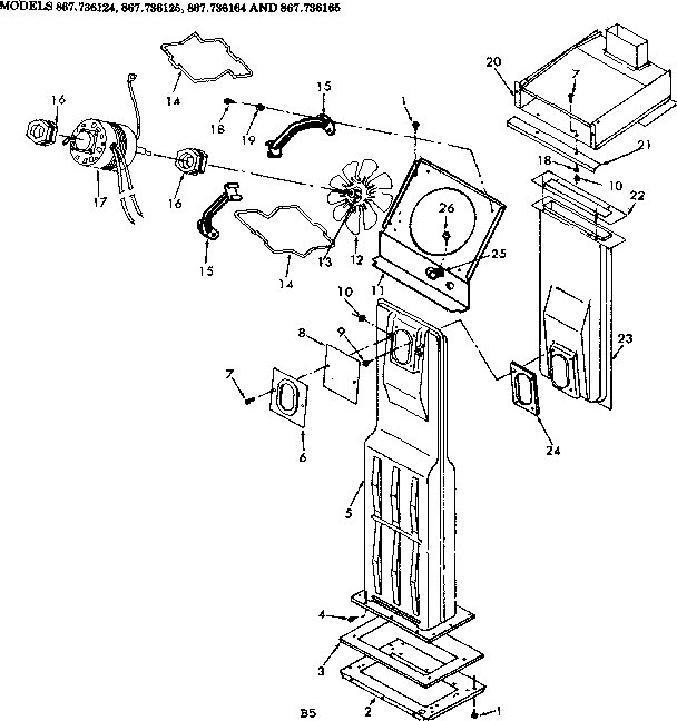 Combustion chamber Diagram and Parts List for 867736125  Frigidaire Furnace