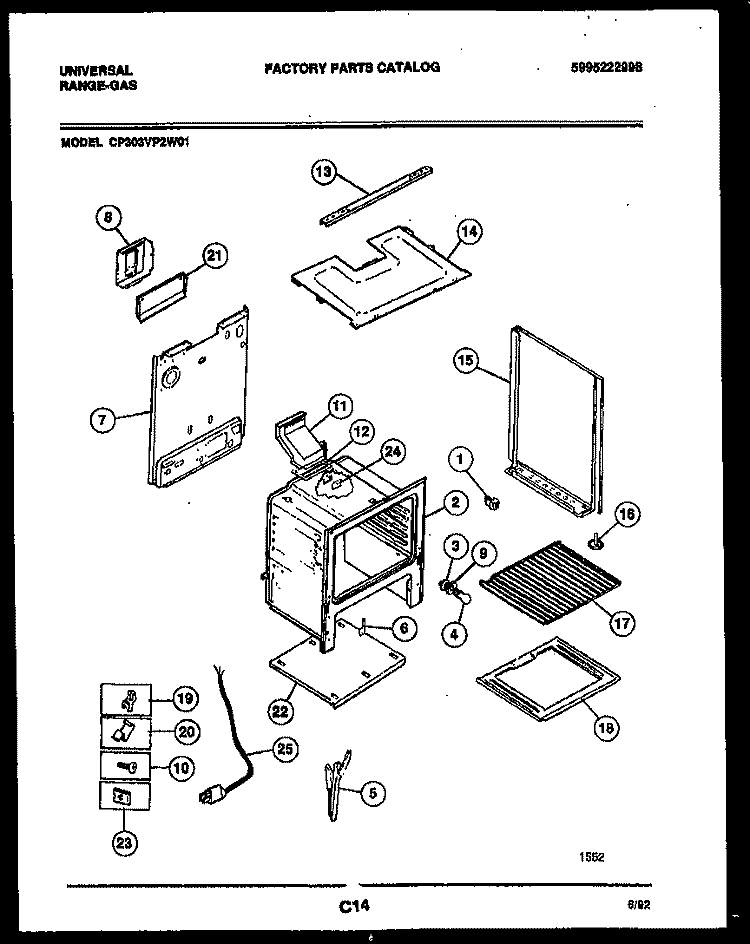 BODY PARTS Diagram and Parts List for CP303VP2J01  Uni Range