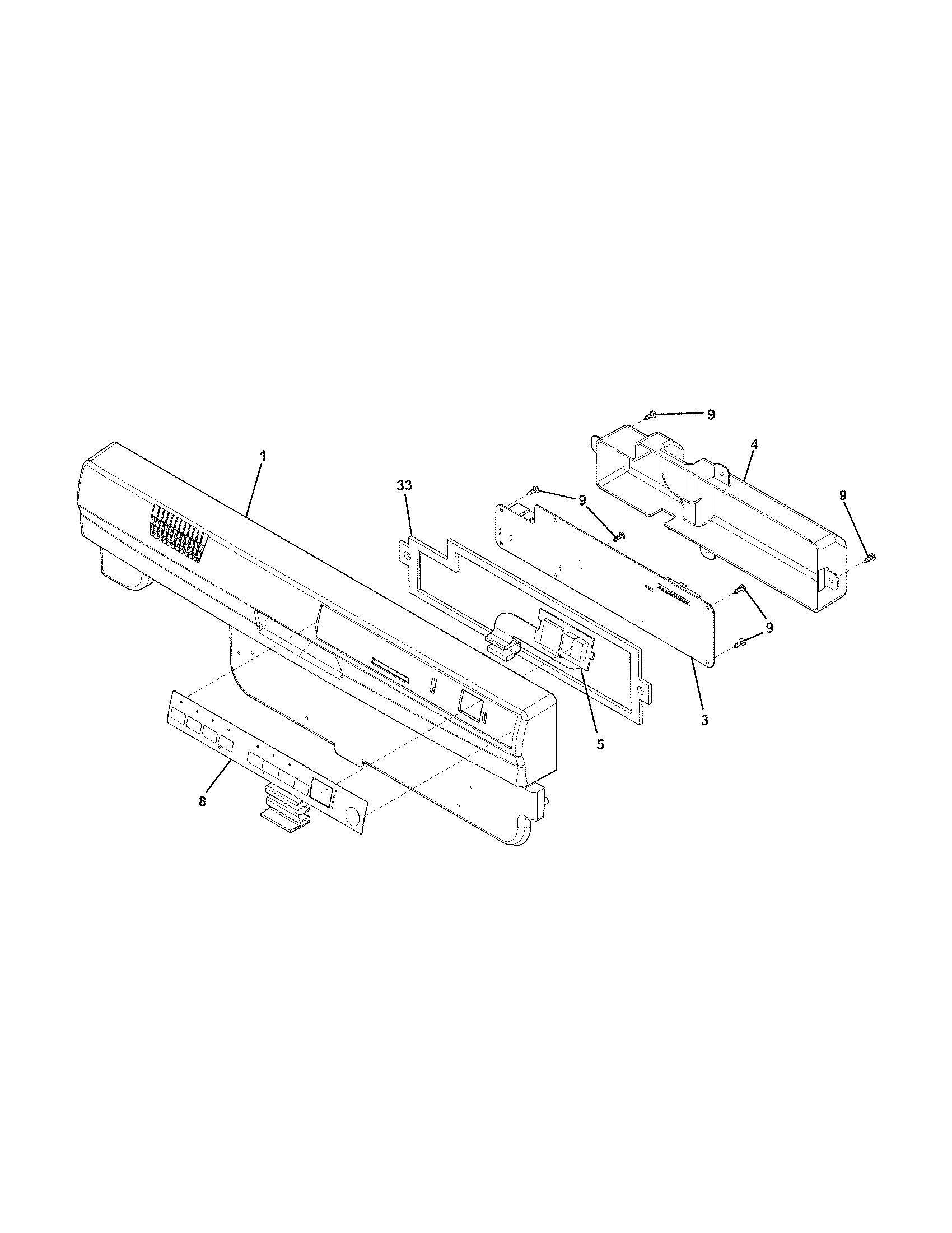 Control Panel Diagram and Parts List for 58715389100B  Kenmore Dishwasher