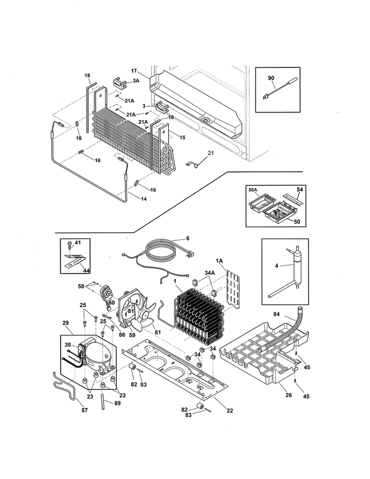 Cooling System Diagram and Parts List for 25370443410  Kenmore Refrigerator