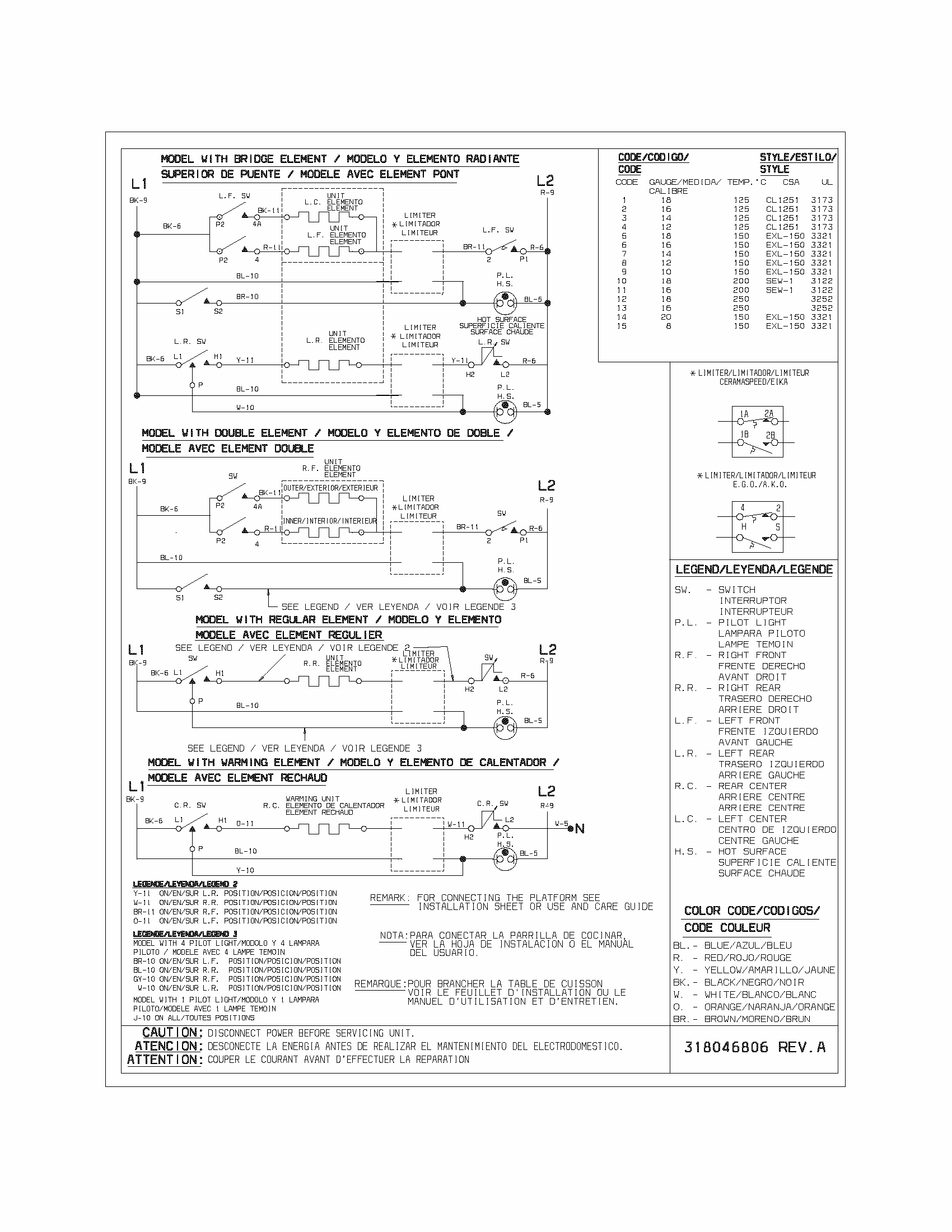 Wiring Diagram Diagram and Parts List for 79044069400  Kenmore Cooktop