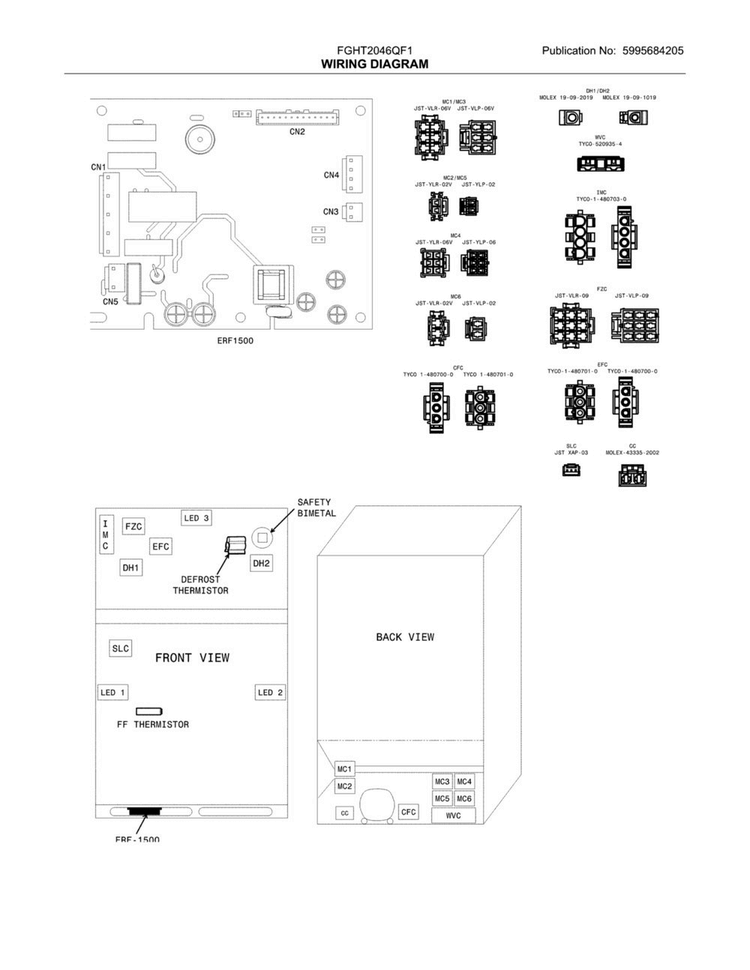 Wiring Diagram Diagram and Parts List for FGHT2046QF1  Frigidaire Refrigerator