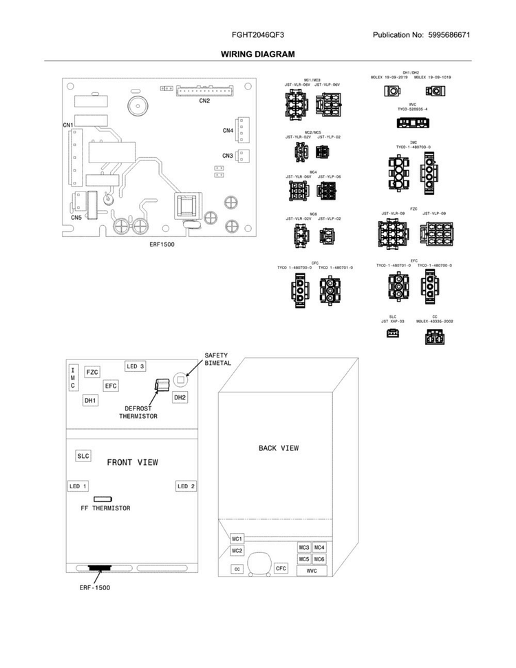 Wiring Diagram Diagram and Parts List for FGHT2046QF3  Frigidaire Refrigerator