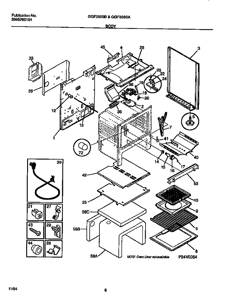 BODY Diagram and Parts List for GGF353SADB  Gibson Range