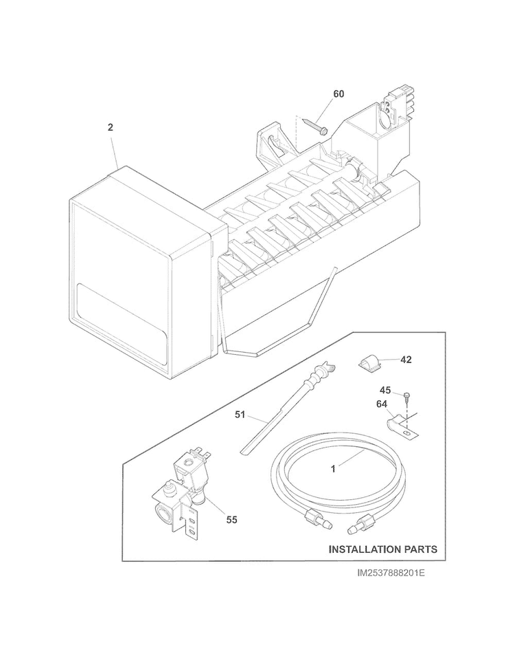 Ice Maker Diagram and Parts List for FPHI1888PF8  Frigidaire Refrigerator