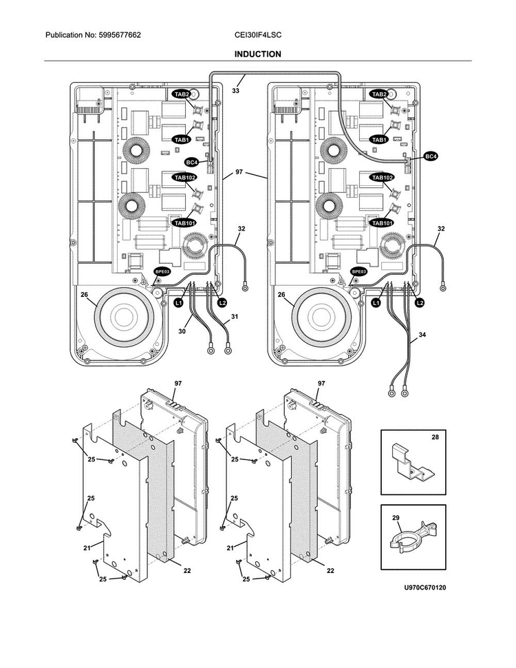 Induction Diagram and Parts List for CEI30IF4LSC  Electrolux Range