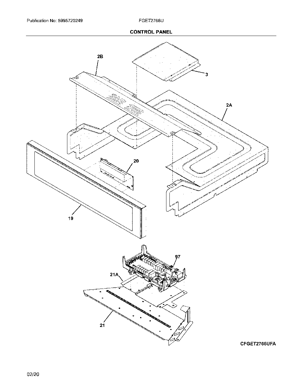 Control Diagram and Parts List for FGET2766UDC  Frigidaire Wall Oven