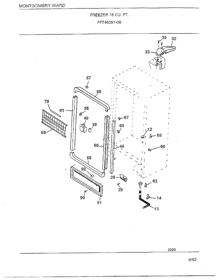 Freezer 16 Cubic Feet Page 3 Diagram and Parts List for 46351-0B  Frigidaire Freezer