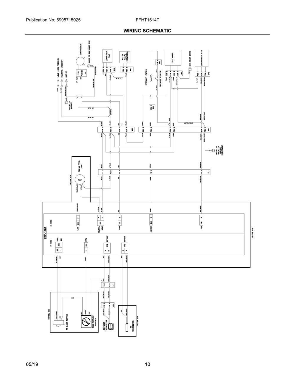 Wiring Schematic Diagram and Parts List for FFHT1514TB4  Frigidaire Refrigerator