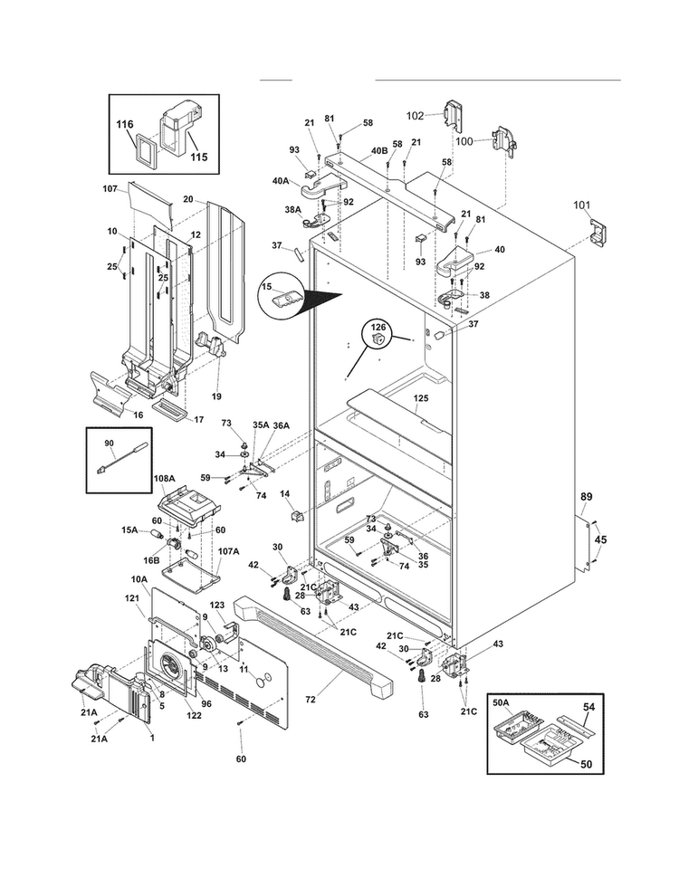 Cabinet Diagram and Parts List for FGHF2369MF3  Frigidaire Refrigerator