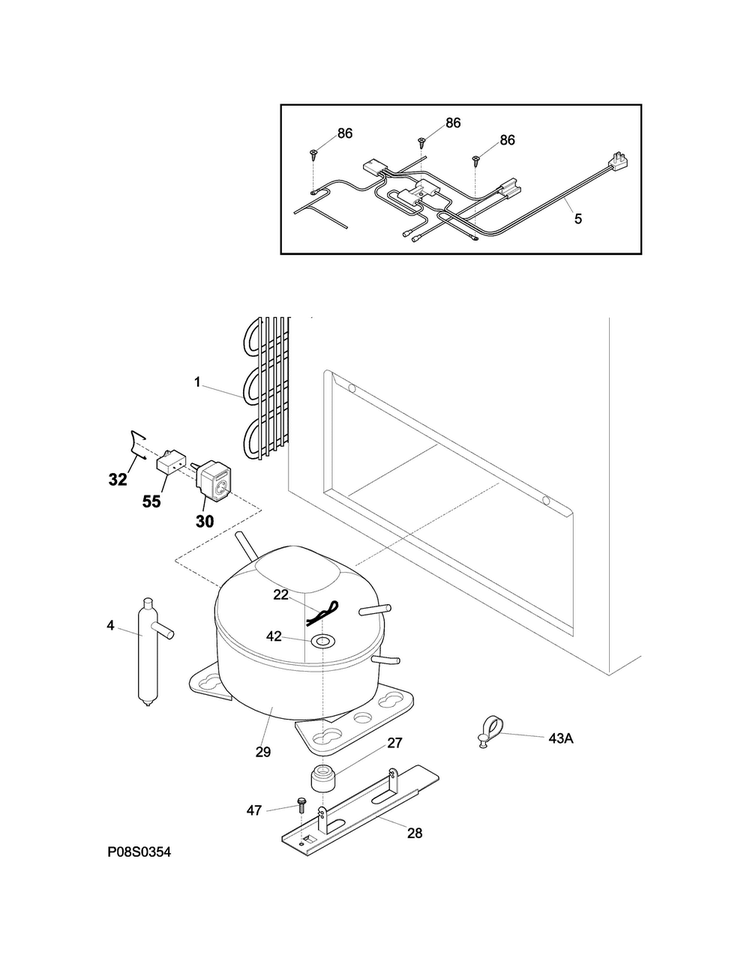 System Diagram and Parts List for FFFC22M6QWC  Frigidaire Freezer