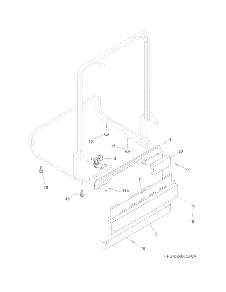 Frame Diagram and Parts List for FBD2400KB7B  Frigidaire Dishwasher