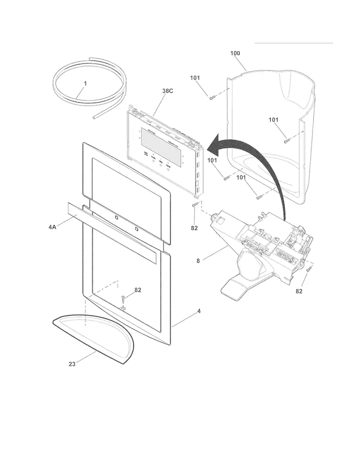 Ice & Water Dispenser Diagram and Parts List for DGUS2635LP2  Frigidaire Refrigerator