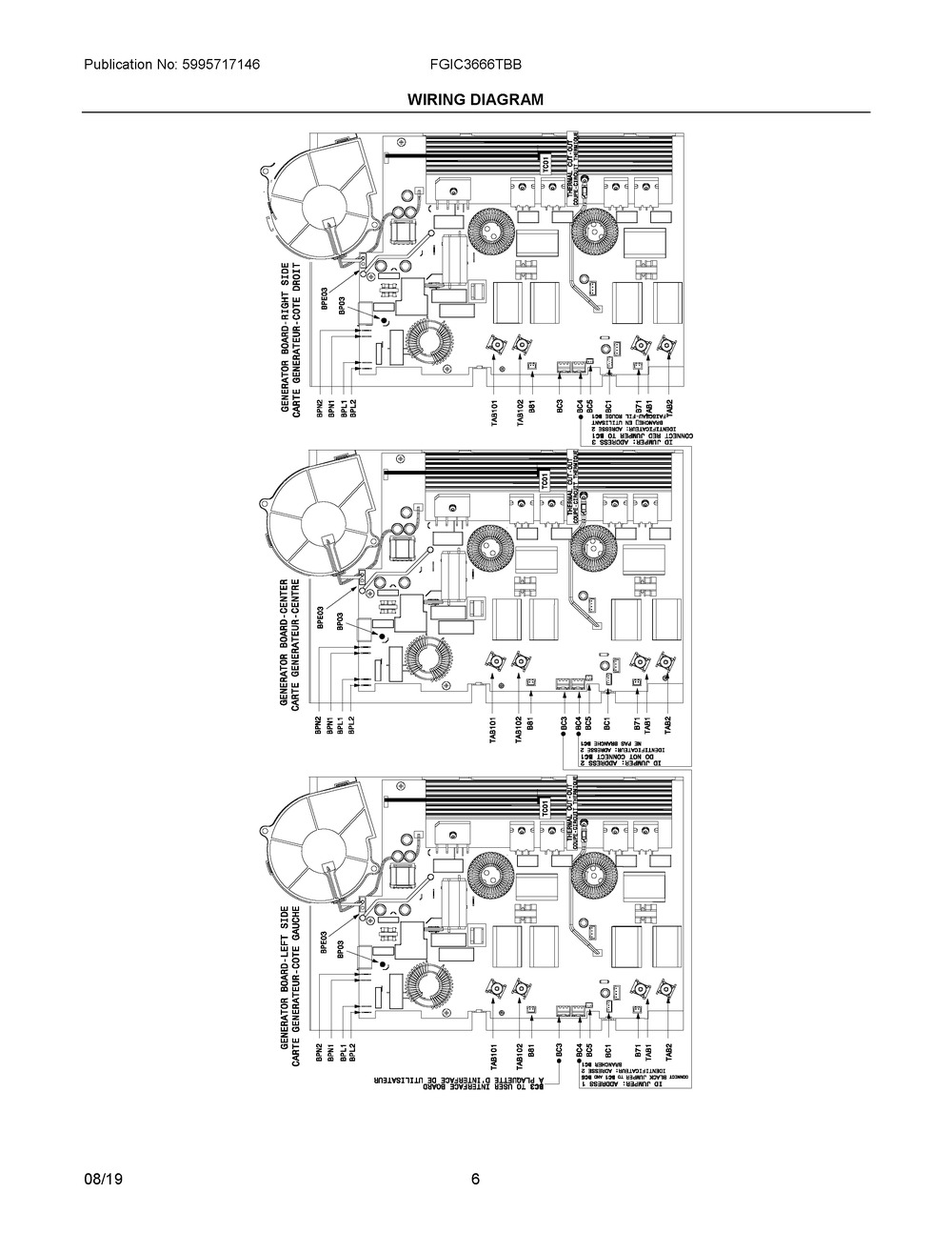 Wiring Diagram Diagram and Parts List for FGIC3666TBB  Frigidaire Cooktop