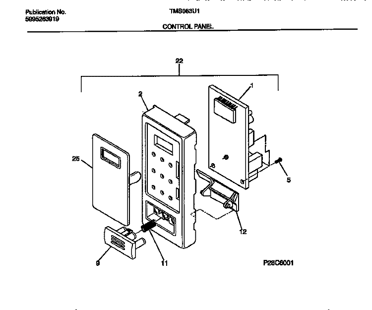 CONTROL PANEL Diagram and Parts List for TMS083U1S0  Tappan Microwave