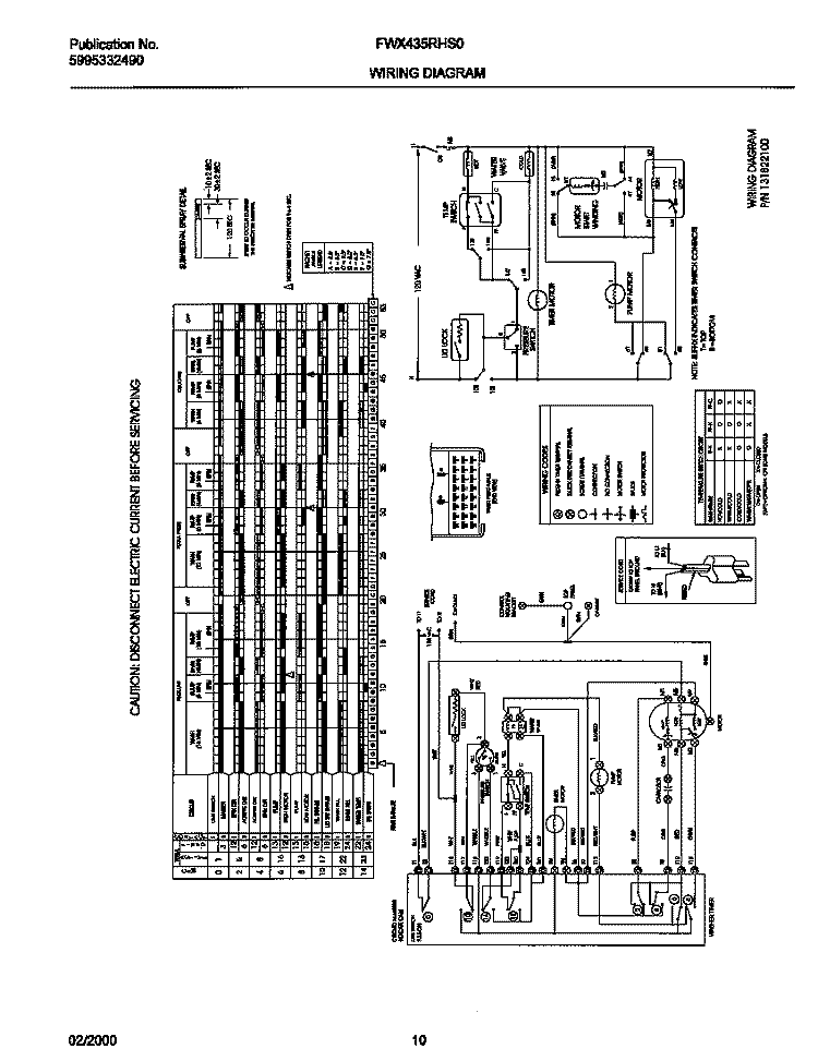 131822100 WIRING DIAGRAM Diagram and Parts List for FWX435RHS0  Frigidaire Washer