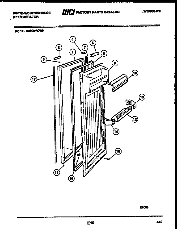 REFRIGERATOR DOOR PARTS Diagram and Parts List for RS229MCD0  Frigidaire Refrigerator