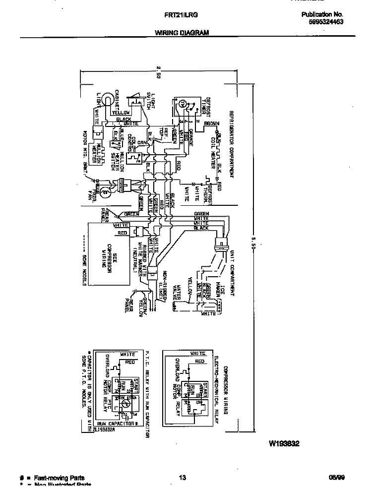 WIRING DIAGRAM Diagram and Parts List for FRT21ILRGW0  Frigidaire Refrigerator