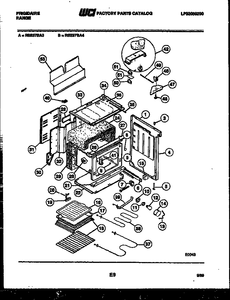 BODY PARTS Diagram and Parts List for RSE37BAL3  Frigidaire Range