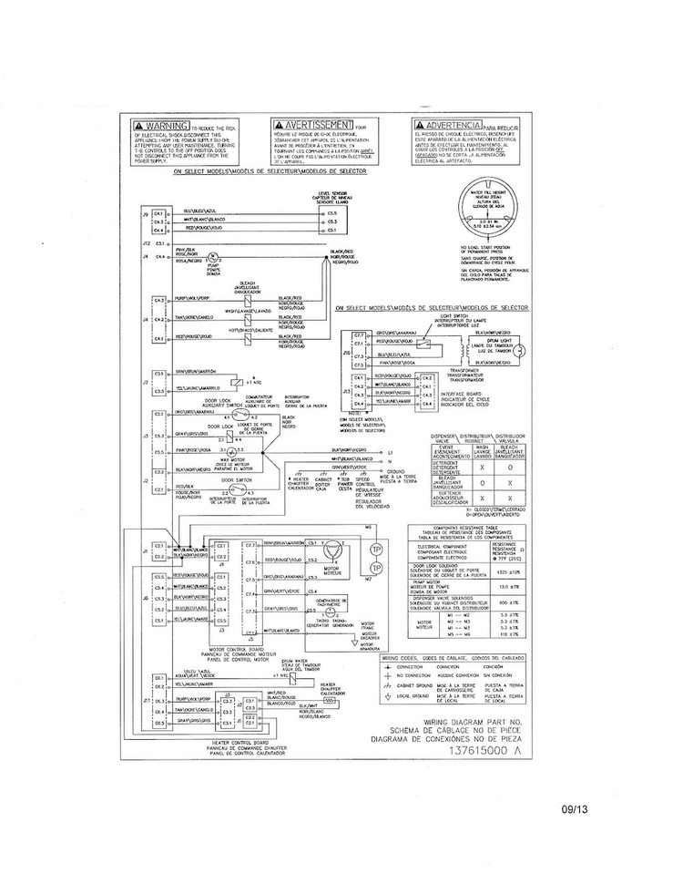 Wiring Diagram Diagram and Parts List for FAFW3001LW4  Frigidaire Washer