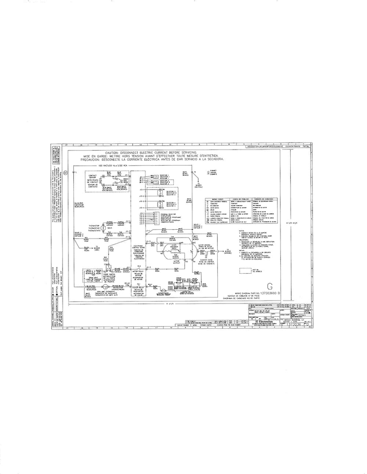 Wiring Diagram Diagram and Parts List for FFLG1011MW0  Frigidaire Washer Dryer Combo